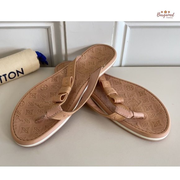 Authentic Louis Vuitton Pink Monogram Embossed Rubber Flip Flop Sandals 36.5/6.5 - Picture 3 of 13